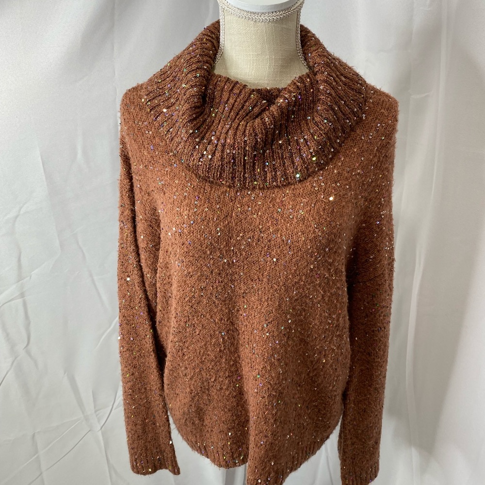 M.I.N.N.E vintage sequin sweater large cowl nice size medium